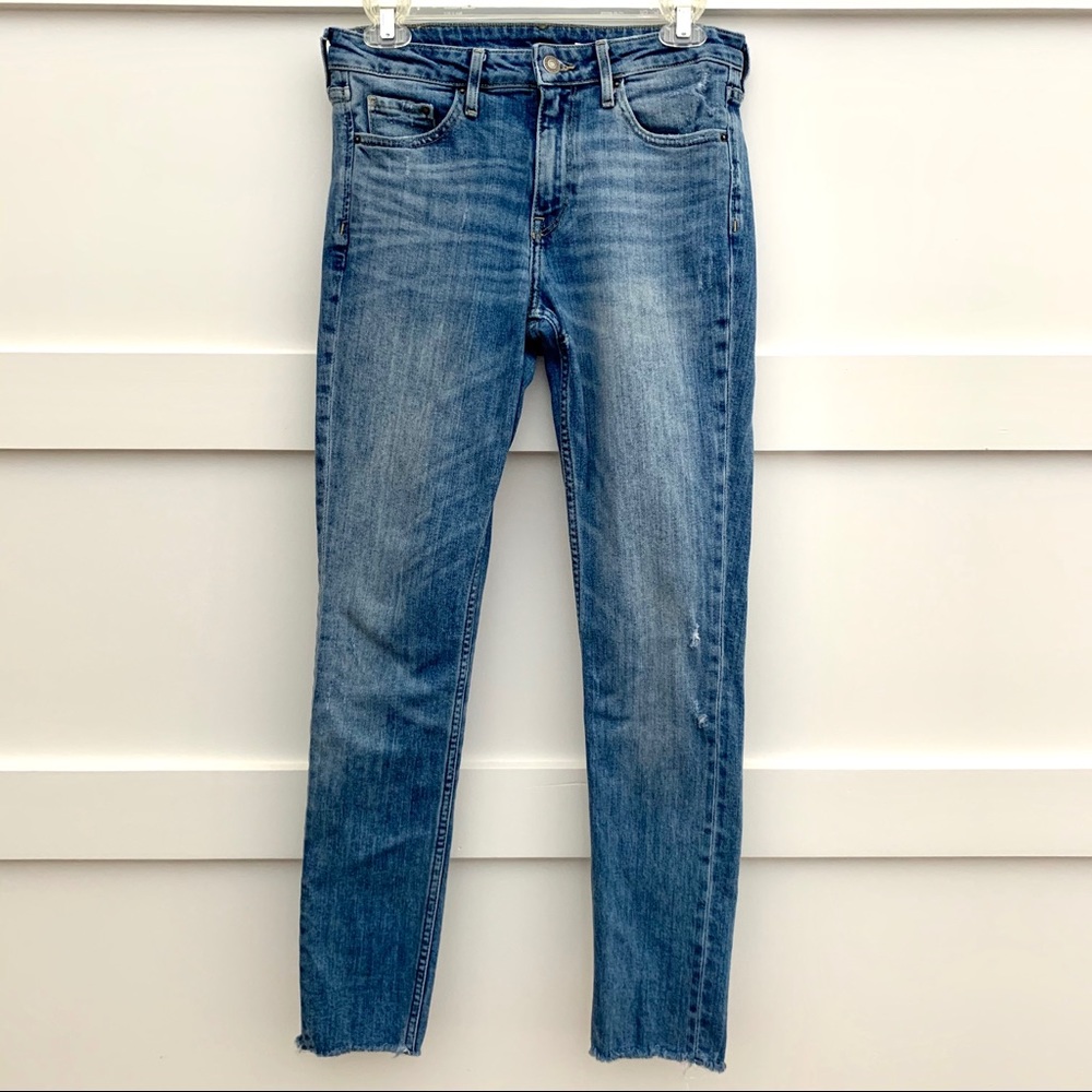 H&M Medium Wash Skinny Ankle Jeans with Frayed Hem - Picture 1 of 7